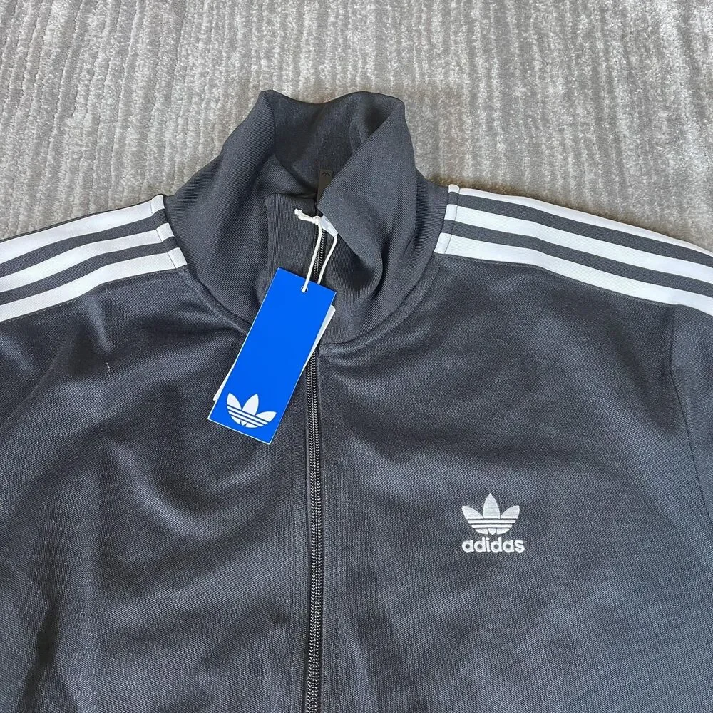 Adidas Classic TT Track Jacket Mens XL Black 3 Stripe Originals IY8077 New